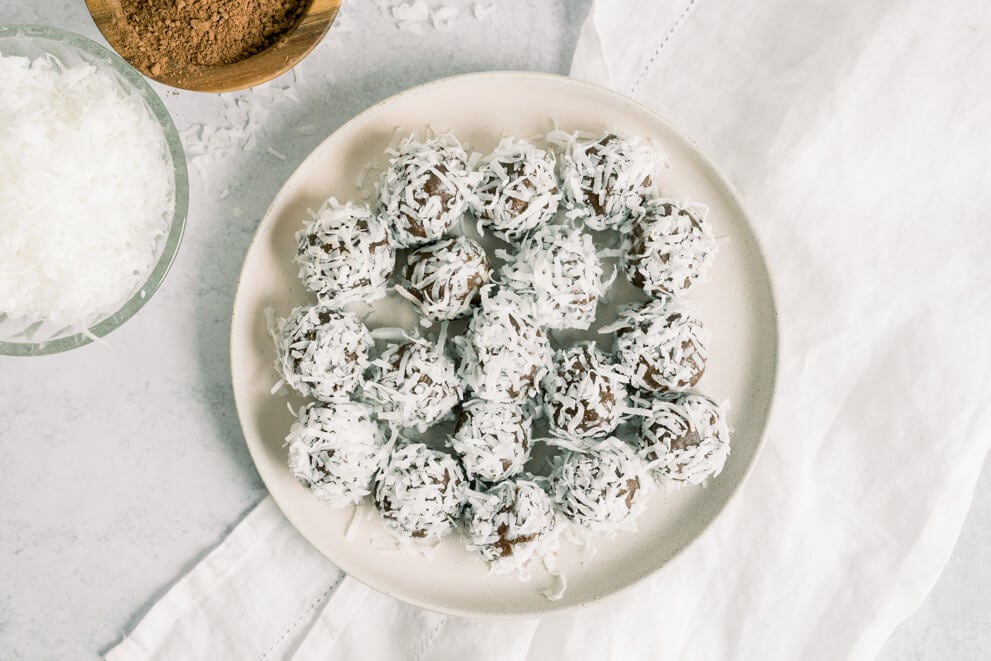 plate filled with pros protein powder fat bombs